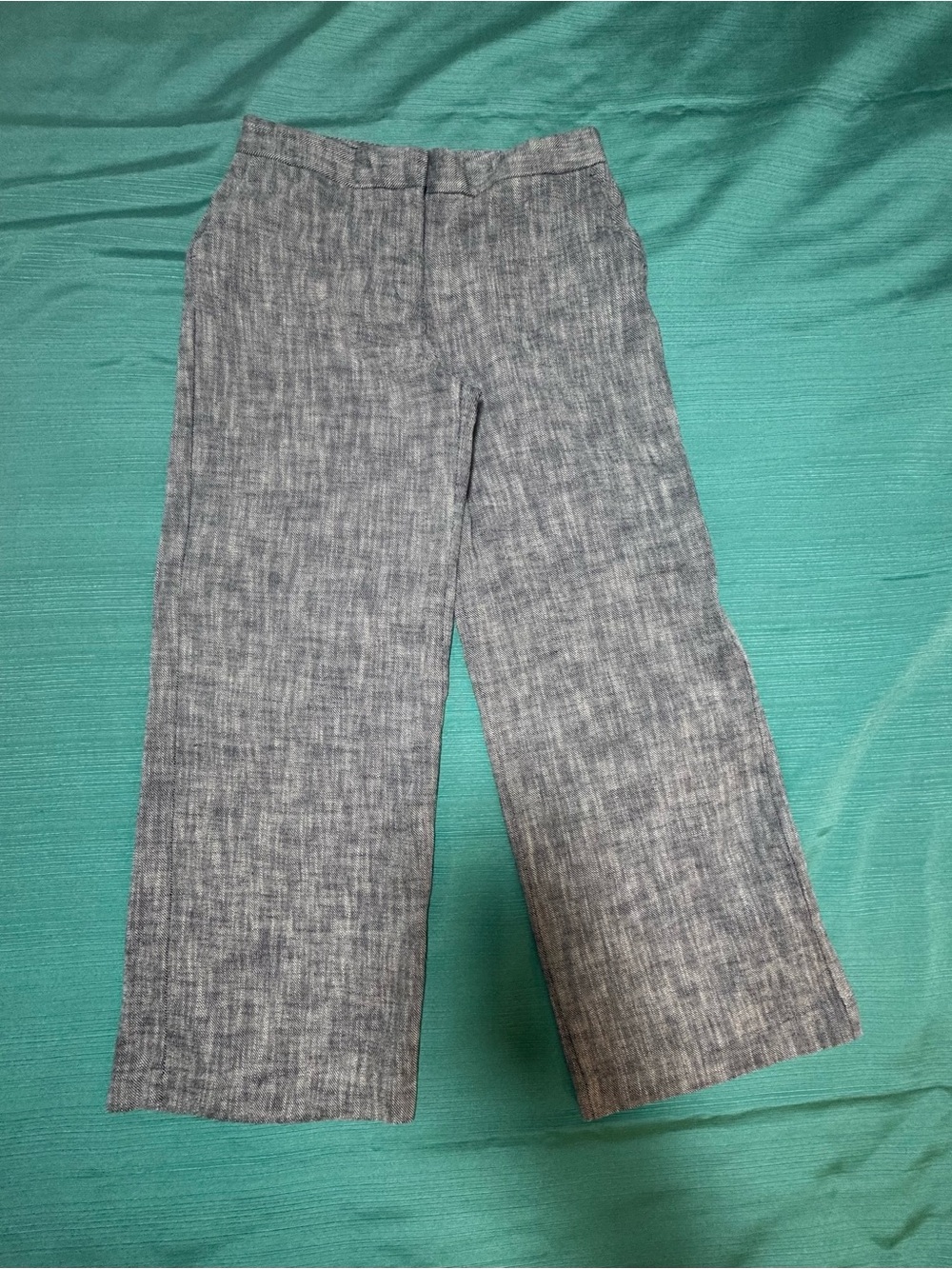 Zara Textured blue-white Wide-Leg Trousers, M